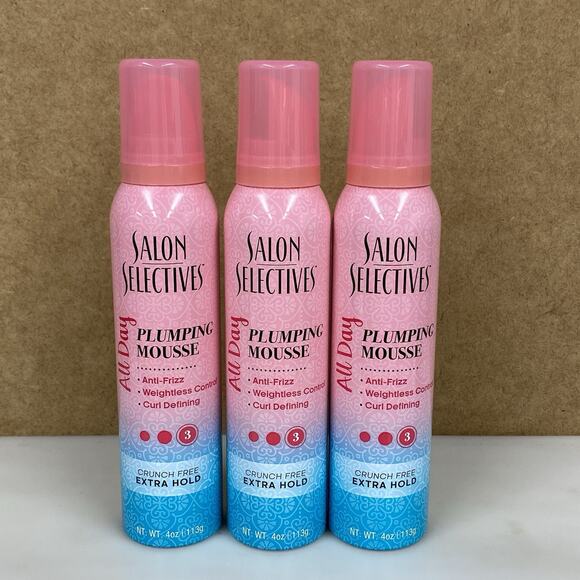 Salon Selectives All Day Plumping Mousse Anti- Frizz Lot Of 3 New 4 oz. - Picture 1 of 7